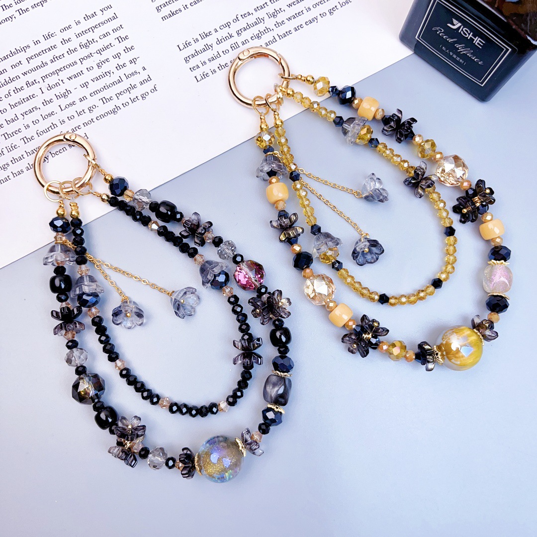 Crystal Mobile Phone Chain Short Beaded DIY Keychain Accessible Luxury High-End Jewelry Pendant Women's Luggage Pendant