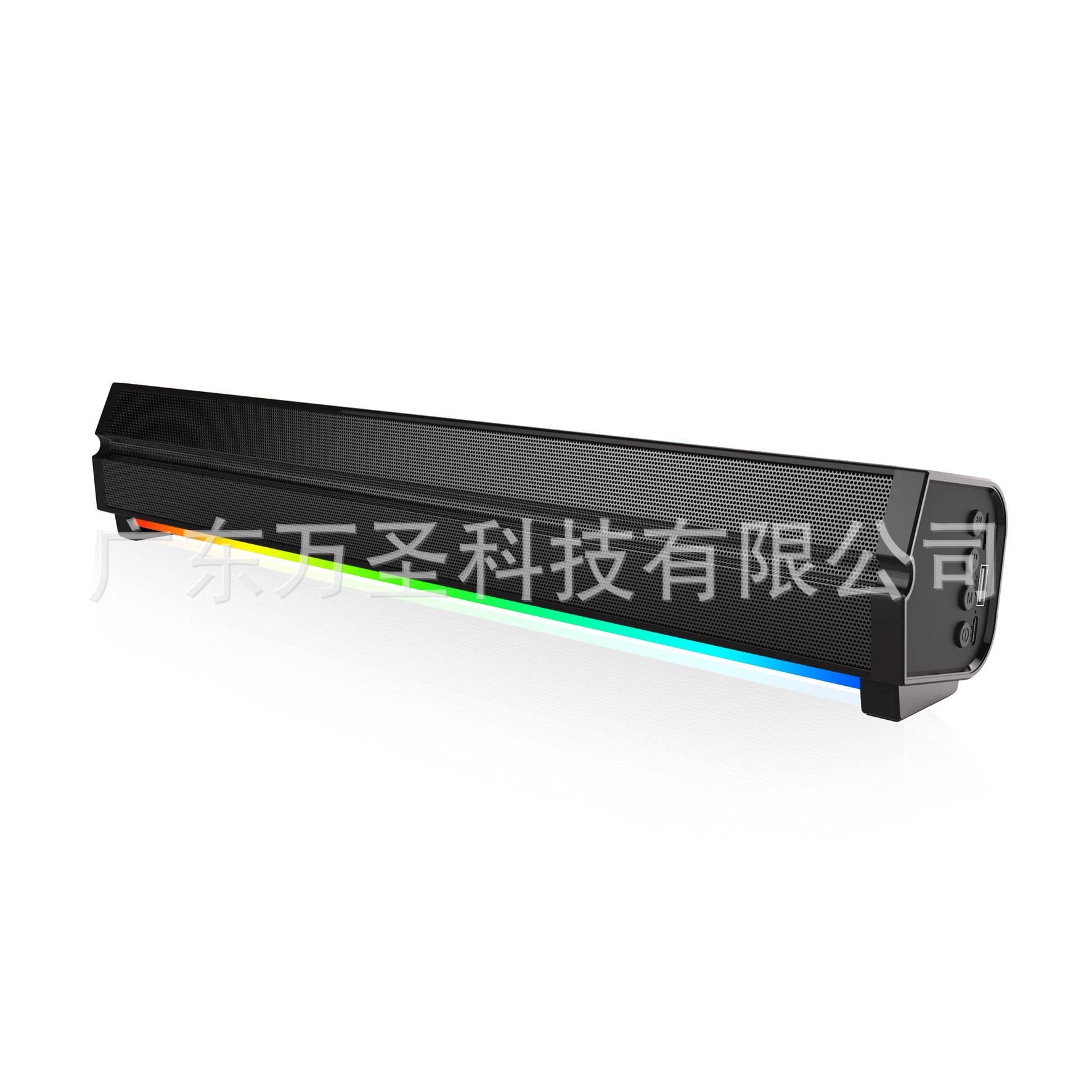 Lámpara de atmósfera de escritorio portátil RGB sonora Echo Wall mini soundbar audio de altavoces de deportes FM tarjeta azul