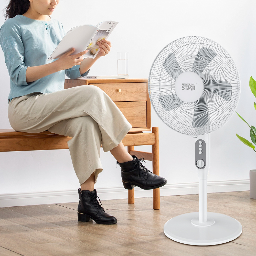 Winningstar transfronteriza Venta caliente estándar europeo británico 16 pulgadas hogar 50W sacudiendo la cabeza ventilador de piso portátil