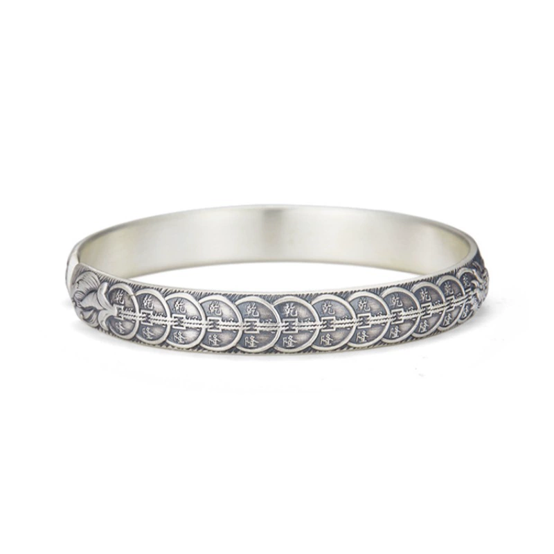 Chiba Taiyin Dragon Dragon Dragon Dragon Dragon Dragon Dragon Dragon Passing Copper Coin Dragon Symatic Dragon Nian Reta Chinese Wide Wide Face Bracelet