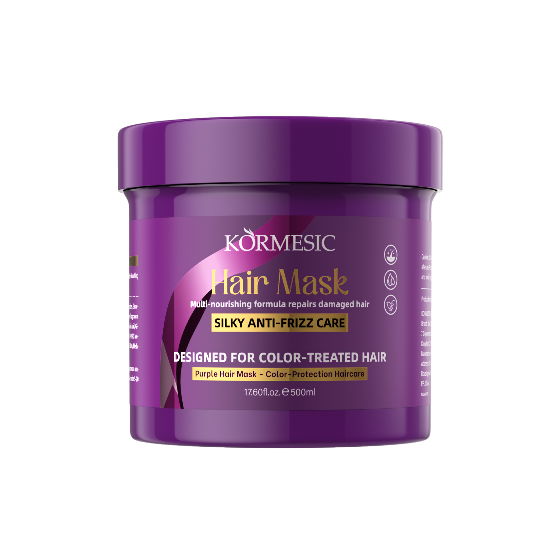 KORMESIC máscara para el cabello púrpura en inglés máscara para el cabello cuidado suave comercio electrónico transfronterizo comercio exterior spot al por mayor