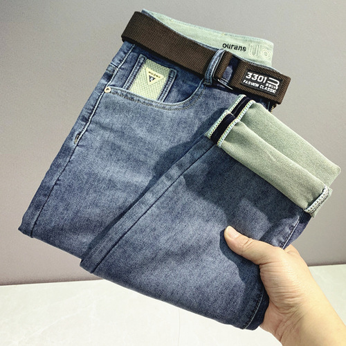 Summer men's jeans, soft and thin, elastic, straight, slightly loose jeans, all-match slim pants