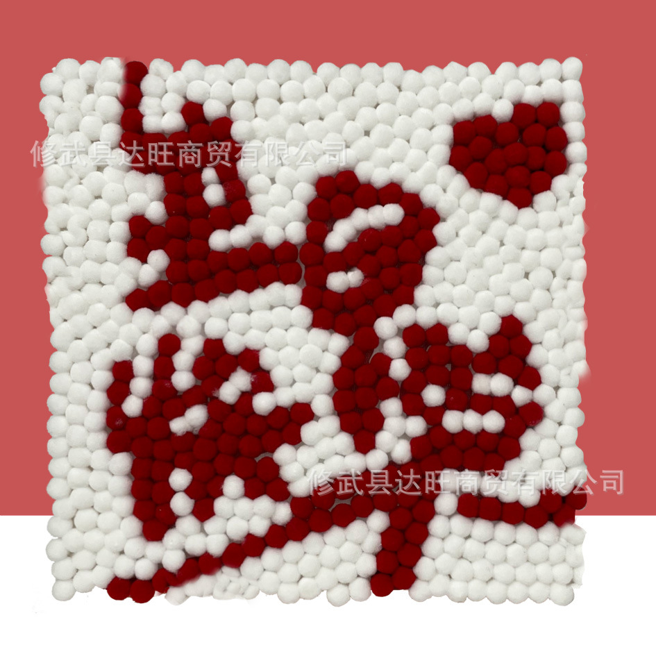 MQH20-037 / 20*20cm (wooden frame + canvas + hair ball + tweezers)