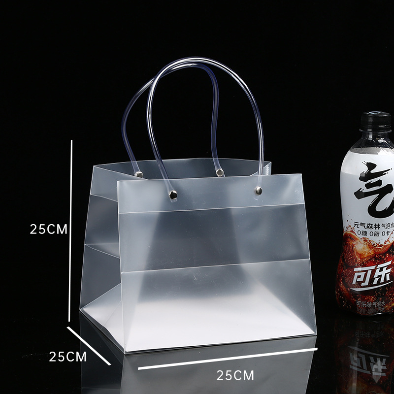 Spot pp bolso de mano transparente bolsa de regalo de plástico de pvc esmerilado bolsa de regalo de mano de boda logotipo personalizado a granel image 22