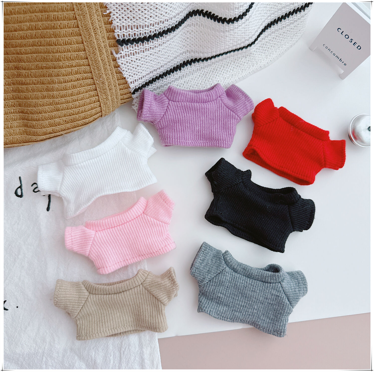 Labubu Dress-Up Clothes 10cm Baby Clothes Shirley Mei Self-Mocking Bear Big Stupid Dog Ga Zi Sister Pure Color T-Shirt