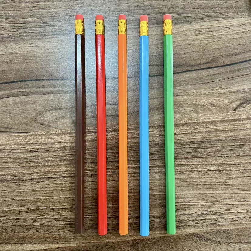 Студент с кожаной головкой HB карандаш для учеников начальной школы детский пишущий инструмент лакированный цветной карандаш завод для оптовой продажи