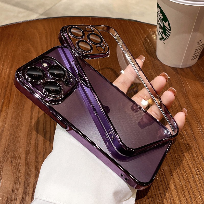 película de lente galvanizada TPU estuche suave para iPhone17PROMAX estuche de teléfono transparente Apple 16 / 15 estuche a prueba de caídas