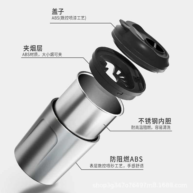 Car Ashtray, Milk Tea Coffee Cup, Creative Sealed In-Car Smoke Extinguisher, Metal Inner Container, New High-End Model