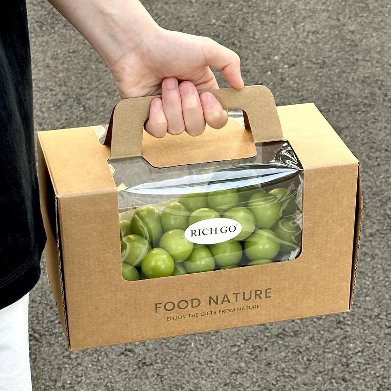 通用水果包装手提礼盒鲜果哈密瓜葡萄蜜桔打包牛皮纸盒子开窗