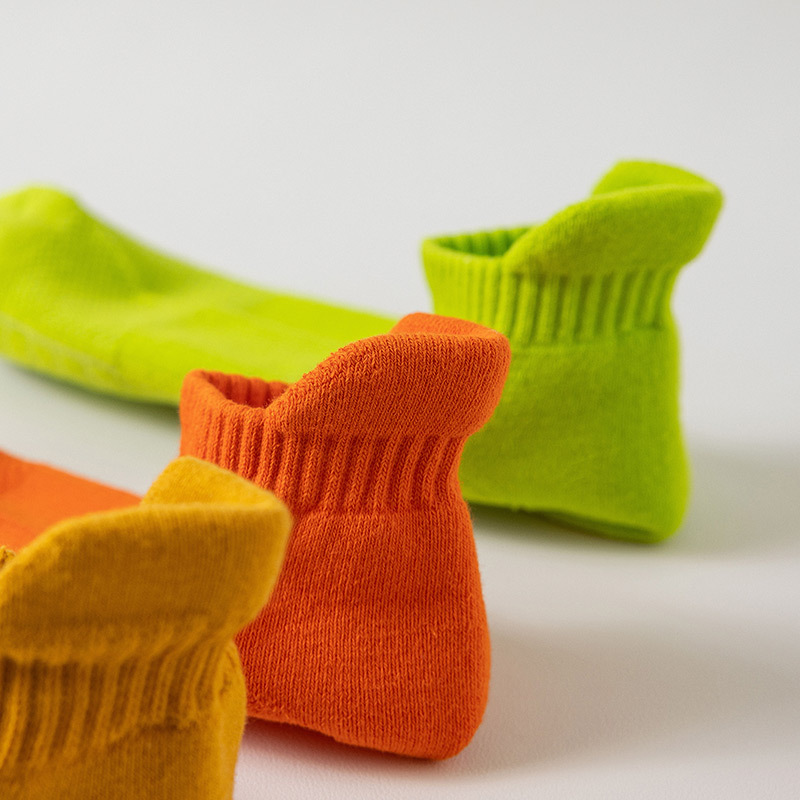 Spring and summer half terry men's boat socks cotton sports mesh socks three-dimensional small ears towel socks solid color plaid