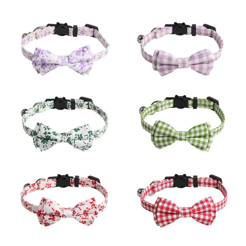 Aminger Новый ошейник для домашних животных Летний свежий кошачий ошейник в клетку с цветочным рисунком