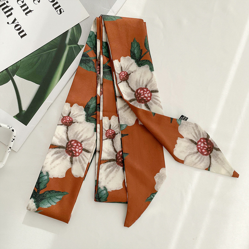 Primavera y otoño delgada larga y estrecha bufanda de las mujeres de estilo coreano retro elegante todo partido cinta arco banda para el cabello corbata decoración del bolso