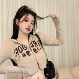 春秋新款秋季新款美式复古辣妹ins潮针织开衫连帽毛衣外套