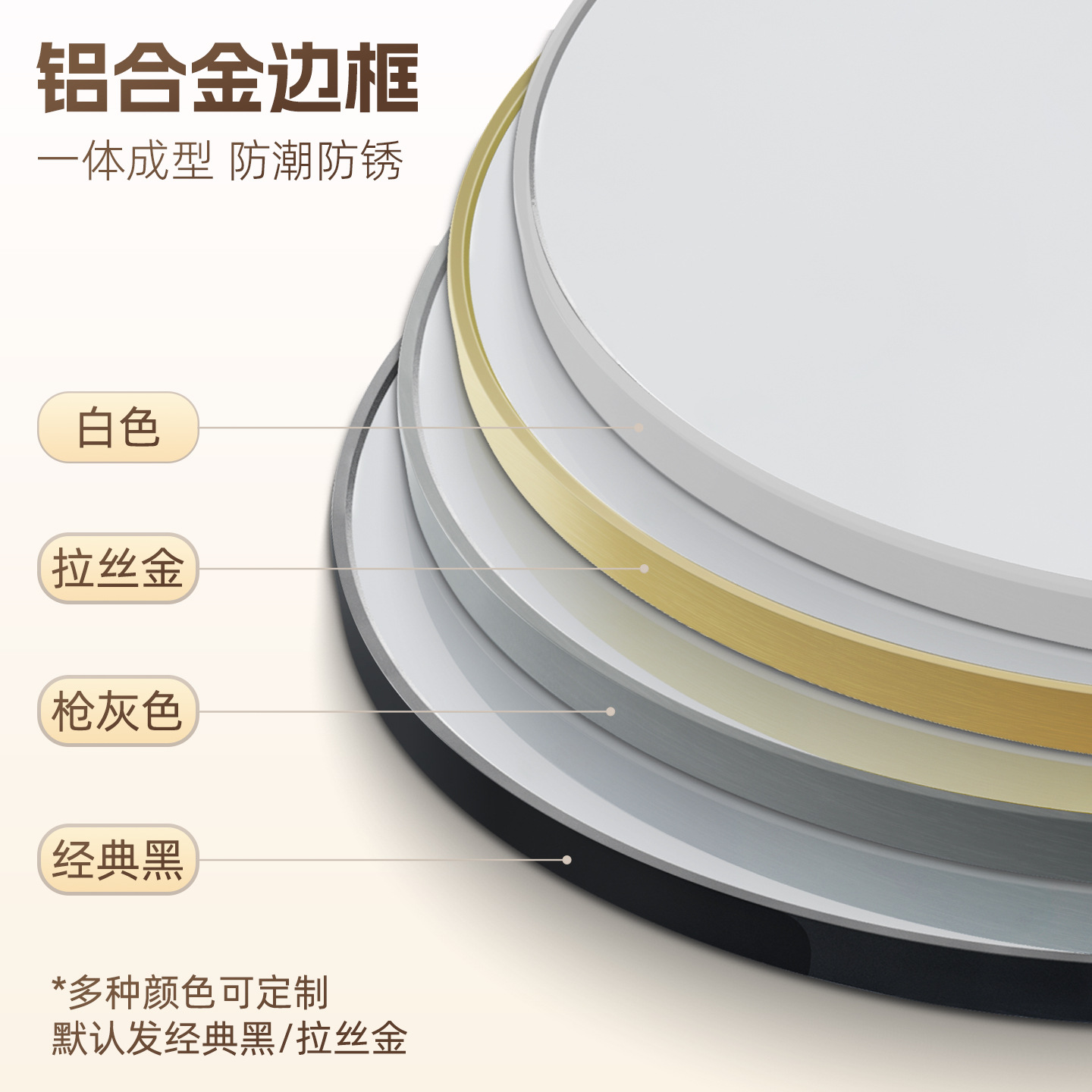 Hoteles transfronterizos residenciales espejo inteligente con marco de aleación de aluminio sin perforación de pared LED con lámpara de lámpara anti niebla baño elíptico