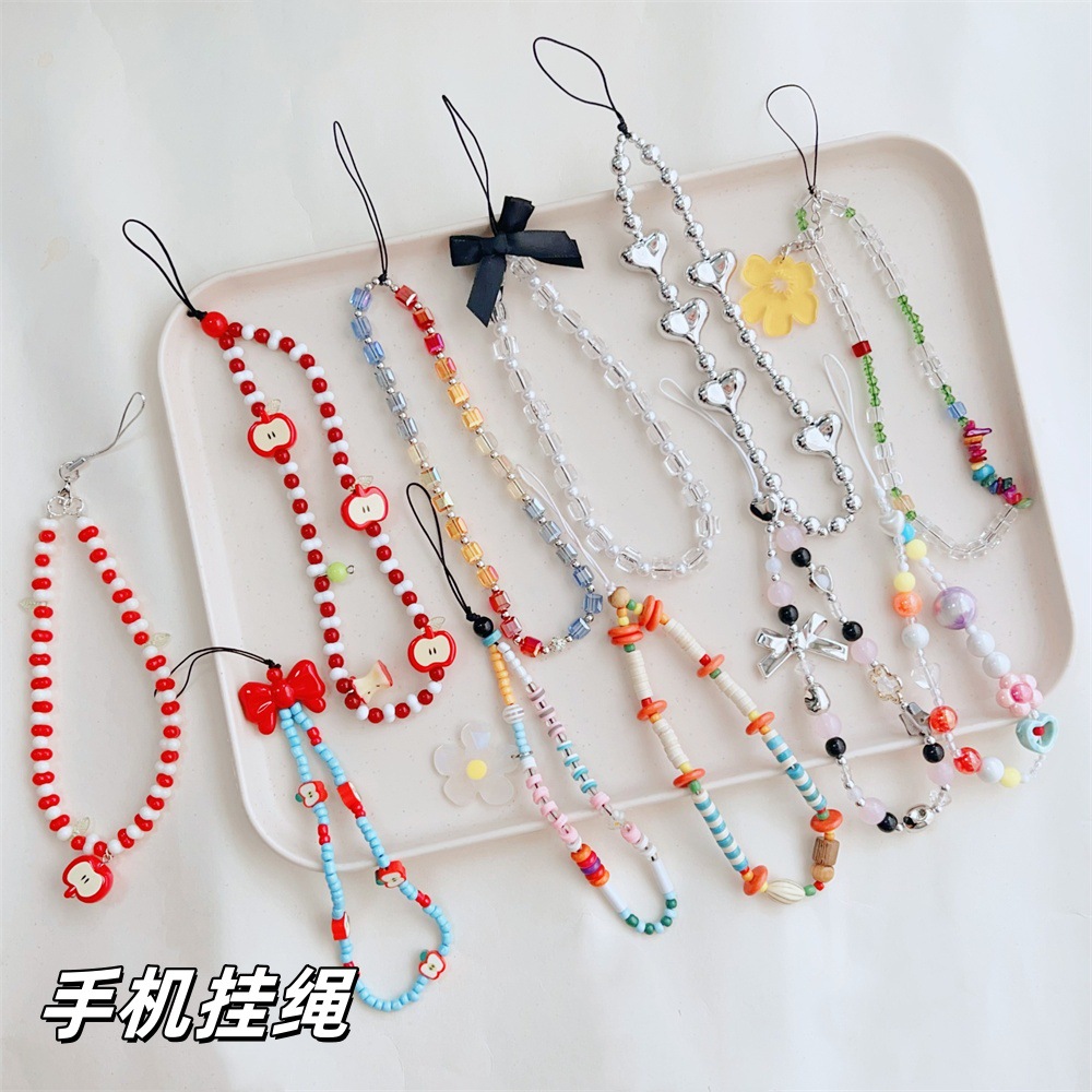 手机挂绳挂链适用苹果16三星手机壳饰品配饰挂绳日韩风蝴蝶结珍珠