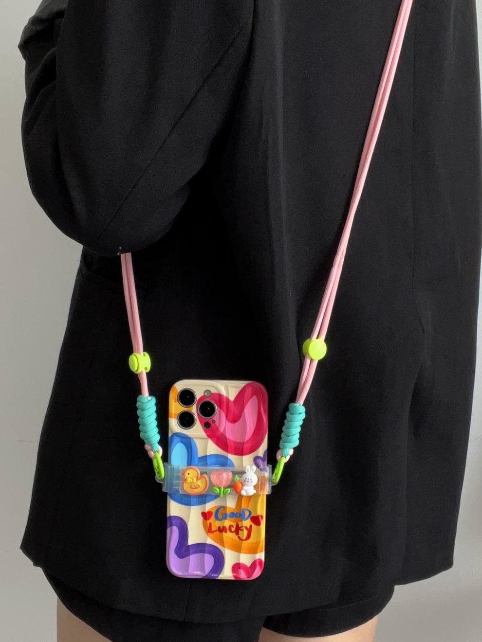 Silica Gel Color Block Heart Shape Funny Sweet Phone Cases Phone Accessories display picture 4