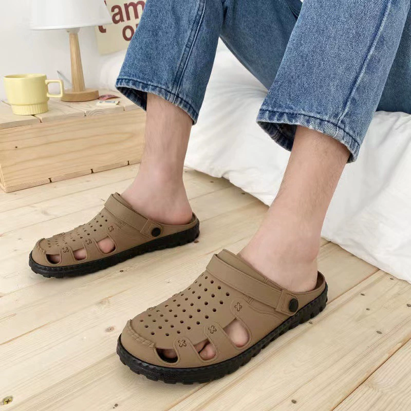 Shanghai Juli обувь с дырками, мужские Нескользящие дышащие пляжные туфли с мягким дном, мужские модные сандалии, уличные тапочки, верхняя одежда