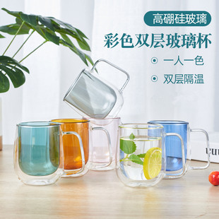 双层玻璃杯高硼硅果汁杯跨境奶茶杯透明玻璃泡茶杯水杯耐高温咖啡-阿里巴巴