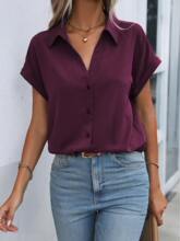 L 15543 Print V-neck Shirt ӡ�� V�����