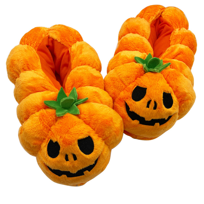 En stock transfronterizo Amazon Venta caliente de Halloween calabaza Zapatillas de felpa