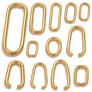 Stainless Steel Oval Melon Seed Buckle Necklace Buckle DIY Handmade Semi-Finished Pendant Buckle Jewelry Buckle Jewelry Accessories