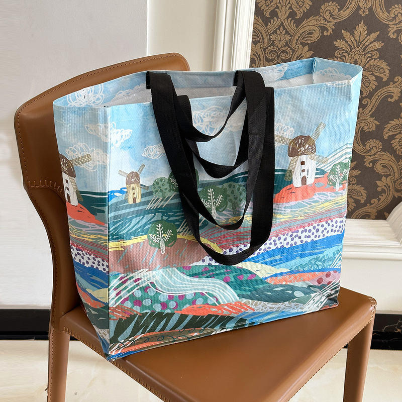 Extra Large Environmentally Friendly Supermarket Shopping Bag, Travel Vacation Beach Camping Style Storage Bag, Express Delivery Moving Luggage Bag