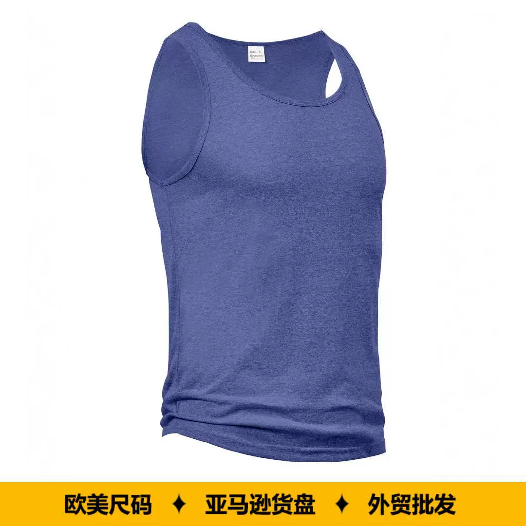 跨境亚马逊欧美夏季男纯色工字无袖健身运动训练休闲透气通勤背心