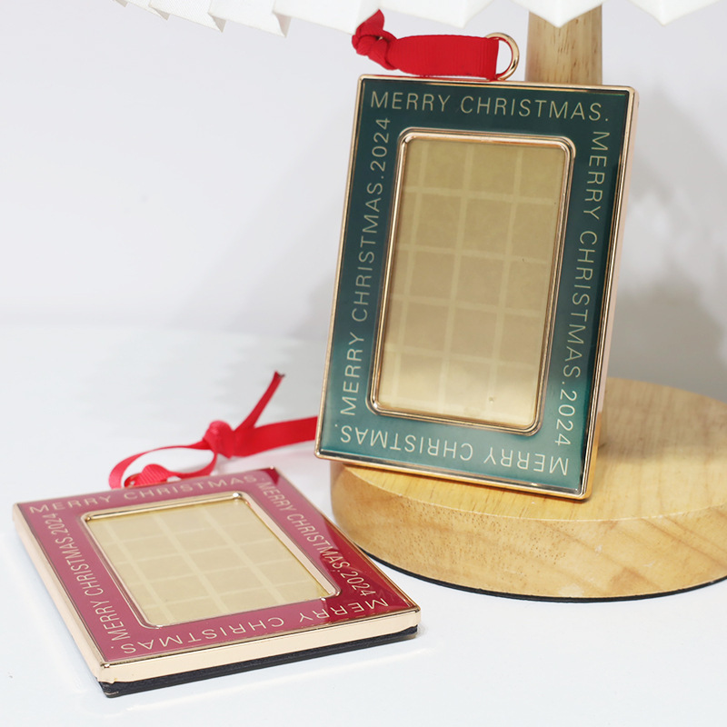 Christmas metal photo frame pendant custom Christmas tree decorations drop glue metal photo frame pendant custom