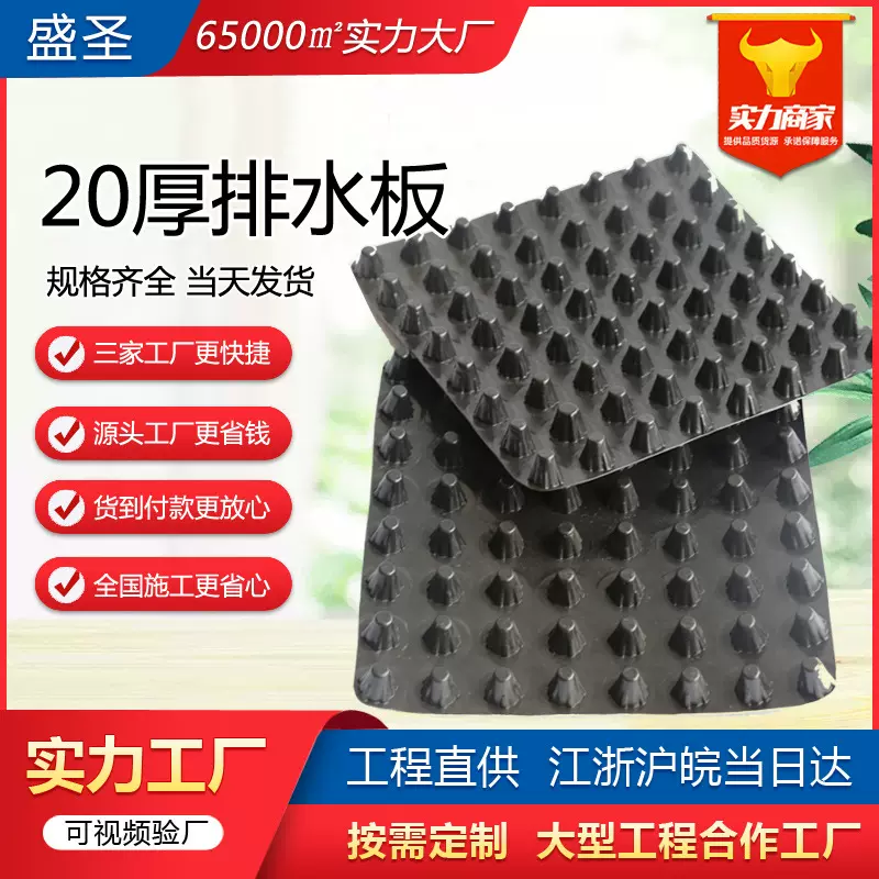 塑料排水板HDPE楼顶绿化车库凹凸塑料疏水板市政园林地下室排水板