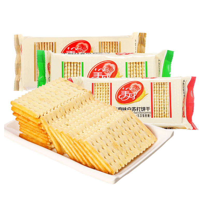 美丹苏打饼干118g芝麻鲜葱味0蔗糖孕妇代餐食品早餐零食