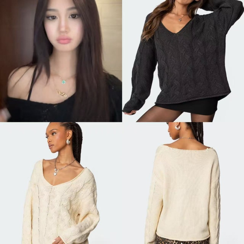 Edikted American Retro Autumn and Winter New Style High-End and Super Nice Lazy Style Knitted Sweater Bottoming Shirt Top
