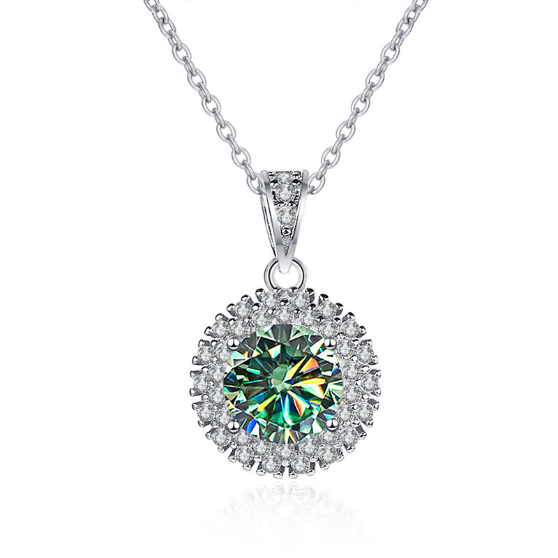 Colgante de plata esterlina s925 mujer collar de piedra de mozan bolso cuadrado brillante 1 quilate collar de diamante de mozan color D collar de diamante de mozan