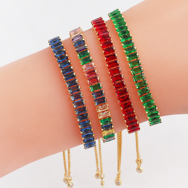 Fashion Geometric Copper Bracelets Ear Studs Necklace Plating Zircon Copper Necklaces