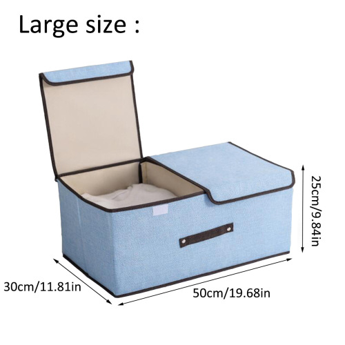 Cotton and linen fabric double-cover storage box miscellaneous storage box dormitory covered underwear storage box foldable storage box
