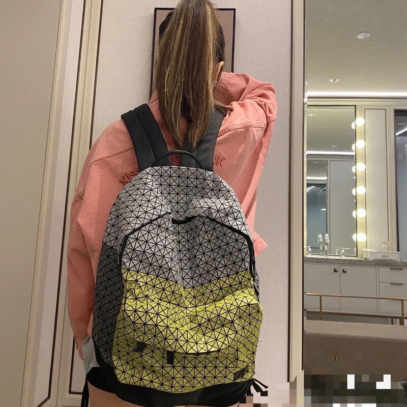 Japanese 2023 New Color-block Geometric Rhombic Silicone Backpack Unisex Schoolbag Couple Backpack Backpack