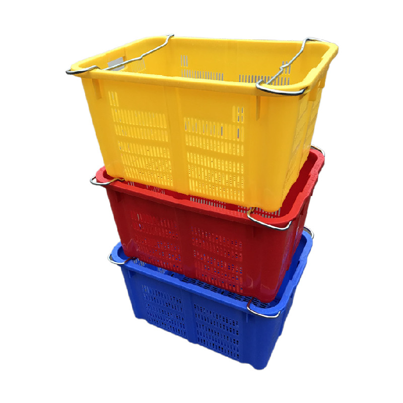 厂家直销云南昆明带铁耳的塑料框 蔬菜水果农业食品配送周转筐