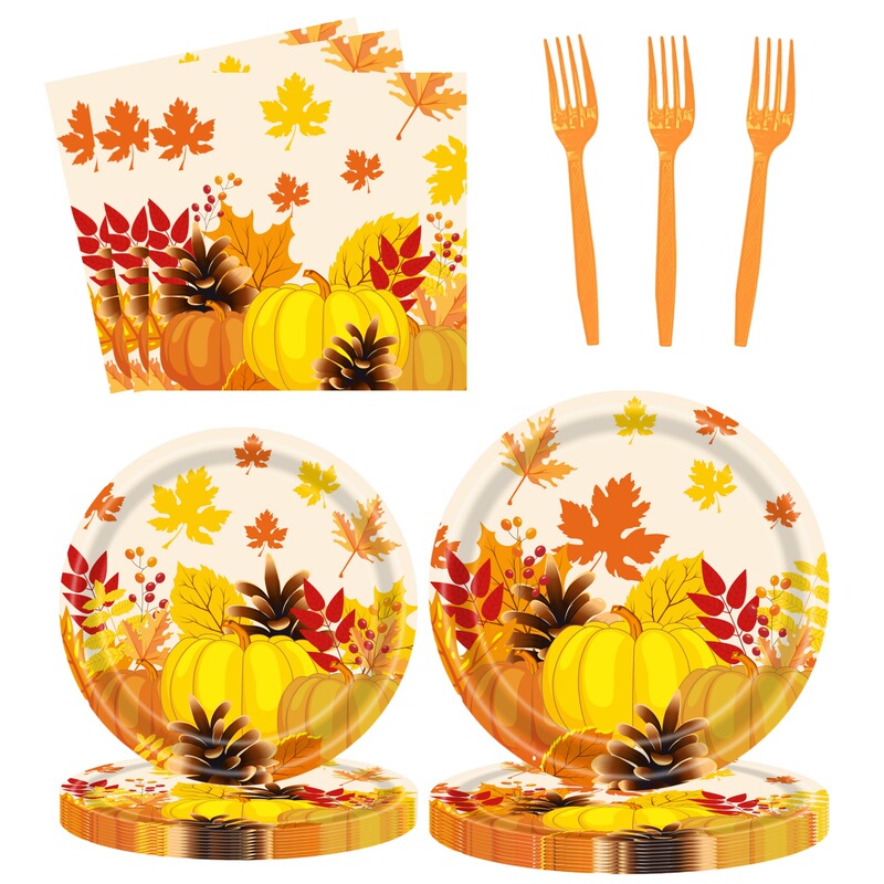 Cross-Border Thanksgiving Pumpkin Holiday Decoration Tableware Autumn Maple Leaf Disposable Paper Plates Tablecloth Paper Napkins Arrangement Supplies Cross-Border Thanksgiving Pumpkin Holiday Decoration Tableware Autumn Maple Leaf Disposable Paper Plates Tablecloth Paper Napkins Arrangement Supplies