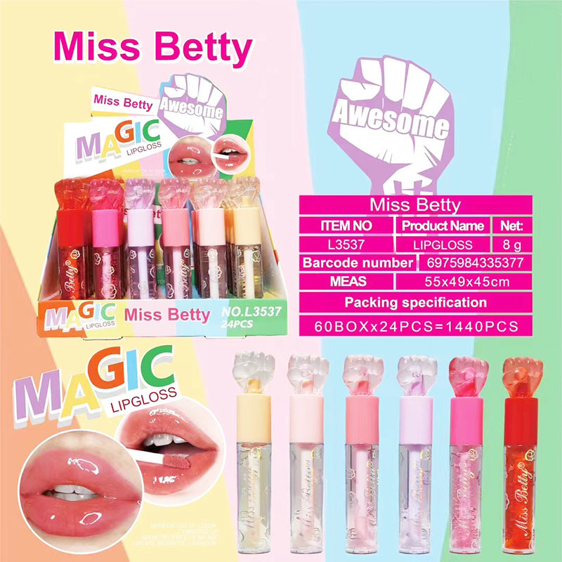 Miss Betty nueva serie de dibujos animados transfronterizos de fresas de comercio exterior, lápiz labial humectante, agua, lápiz labial, miel labial