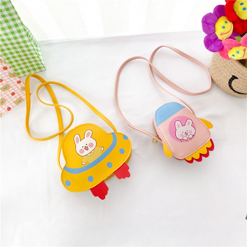 Cartoon Bunny children coin purse pu wear-resisting children The single shoulder bag personality UFO children Messenger Little bag