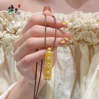 中古拉丝幸运魔法棒四叶花吊坠项链女红刚玉权杖小众设计感锁骨链