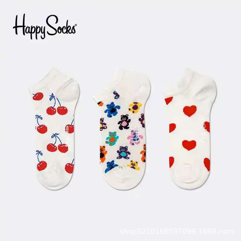 happysocks瑞典潮牌女襪船襪短襪夏季襪子潮襪愛心波點水果潮流襪
