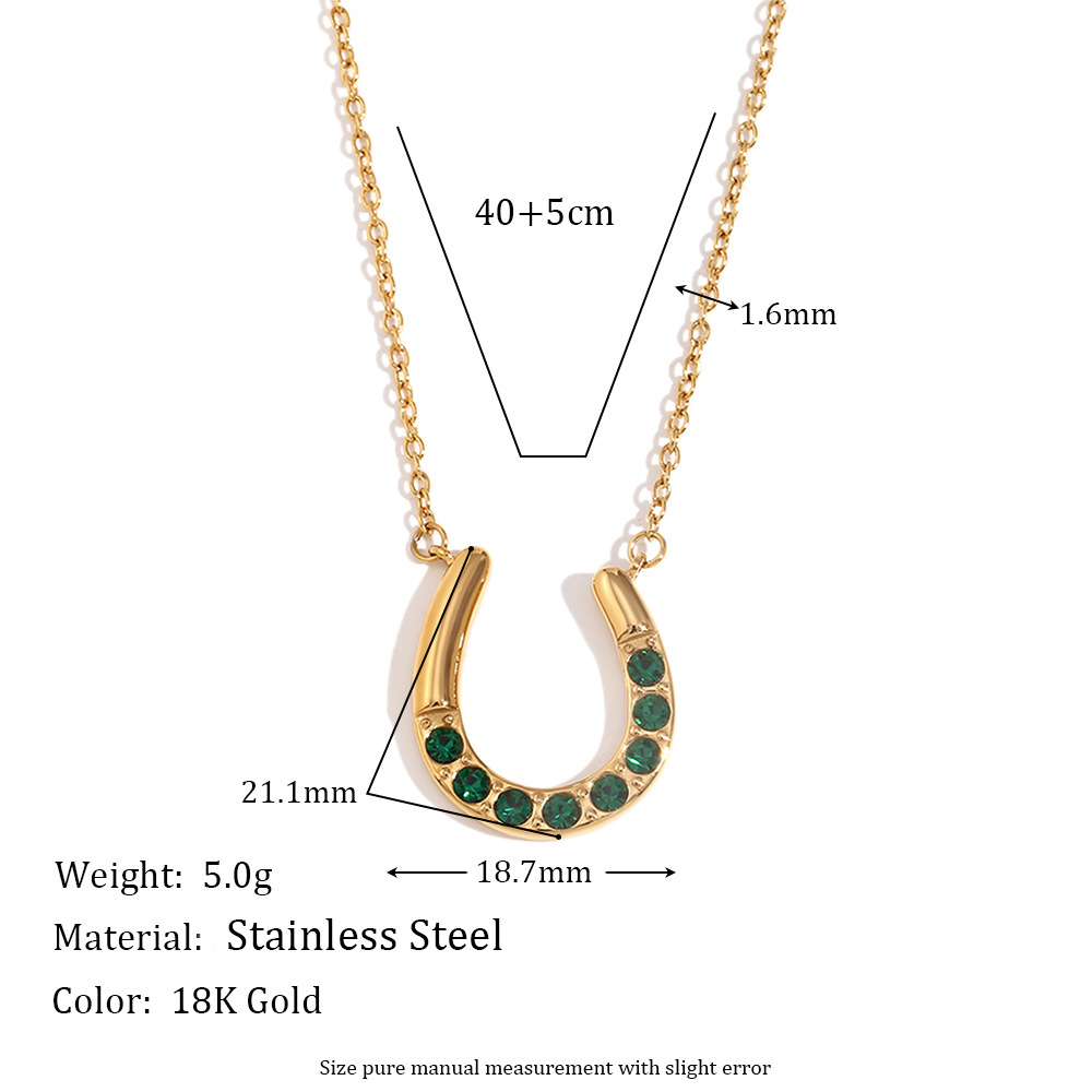 U-shaped Zircon Inlaid Stainless Steel Necklace