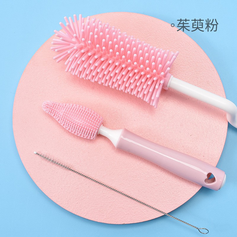 Silicona botella cepillo bebé pezón cepillo paja Cepillo giratorio botella cepillo de lavado Shabu cepillo de limpieza traje