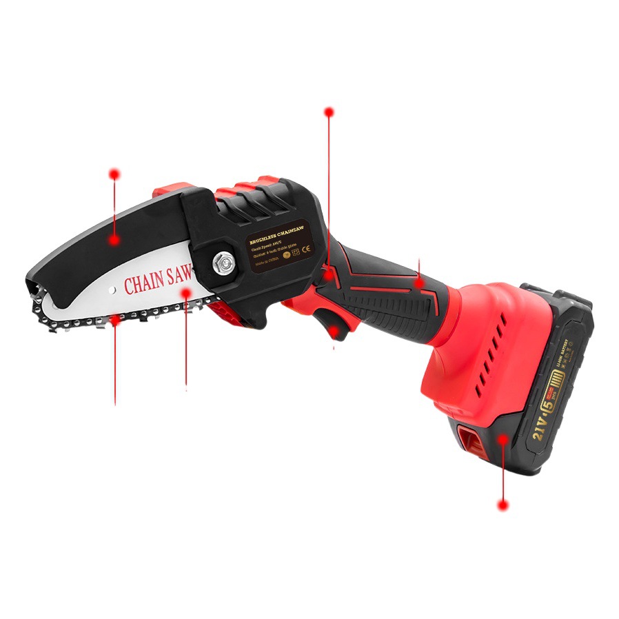 La sierra de cadena eléctrica sin escobillas HILDA se puede usar con la sierra eléctrica de alta potencia de las manos izquierda y derecha de gran capacidad