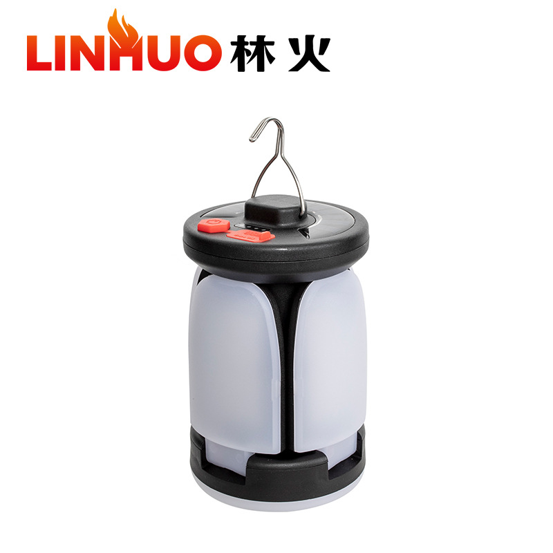 Transfronterizo nueva carga solar al aire libre camping luz con entrada de salida fuerte luz colgante lámpara de iluminación plegable