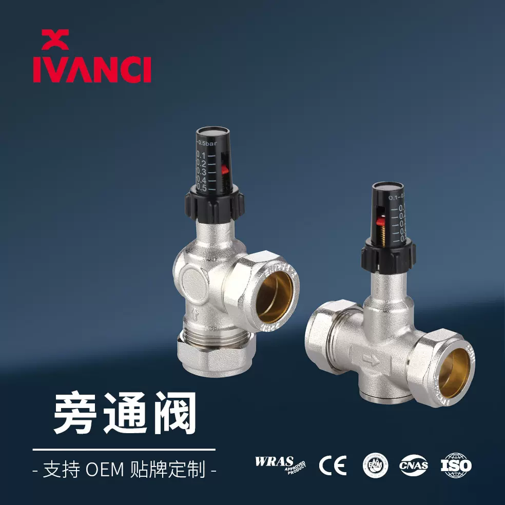 定制旁通阀可视调节压差旁通阀4分6分空调地暖热泵自动补水旁通阀