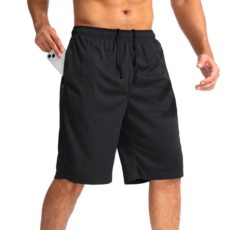 Men's Running Shorts Quick Dry Fitness Sports Jogging Shorts with Zipper Pocket New Beach Pants Men's Sports Pants