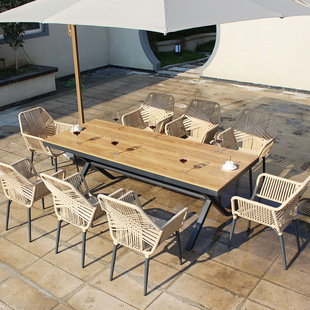 Courtyard Outdoor Table and Chair Combination Outdoor Balcony Rattan Chair Aluminum Alloy Rattan Leisure Furniture Open-Air Garden Waterproof