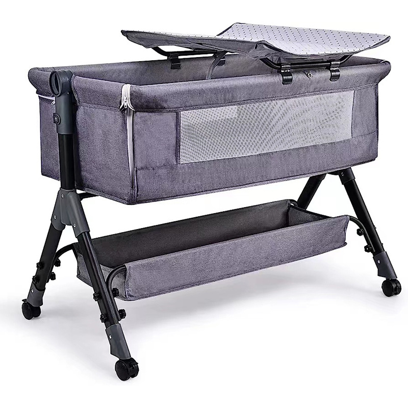 Cuna de bebé Cama lateral Cama de recién nacido Cama grande de costura Cama de cuna para bebé Cama para niños Multifuncional móvil plegable