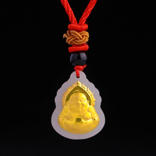 厂家批发金镶玉火焰小佛和田玉火焰小观音男女款项饰吊坠